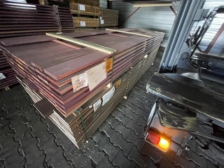 Ca. 60x Purple Heart hardhouten planken geschaafd, 21x120mm, lengte 11
